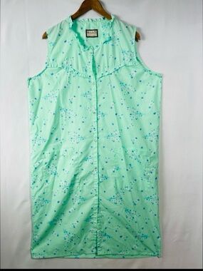 Vtg Gabriella Floral Nightgown XL Mint Ruffle Sleepwear Grandma Cottagecore